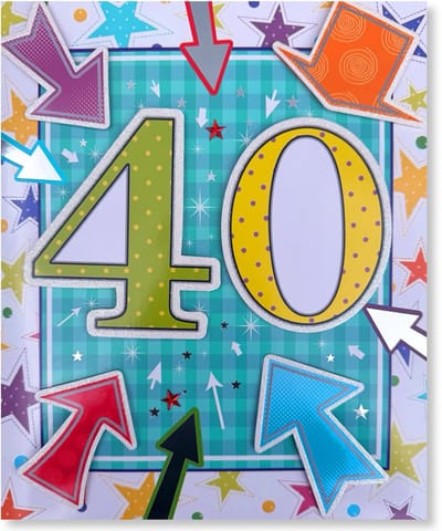 Maxi Kaart - 40 Jaar Felicitatie Wenskaart - 21x25cm - XL Verjaardag Wenskaart - Leeftijd Kaart Inclusief Envelop