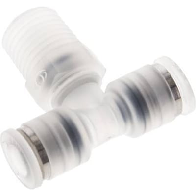 6mm x R1/4'' inline T-stuk PA Insteekfitting Buitendraad FDA Draaibaar EPDM