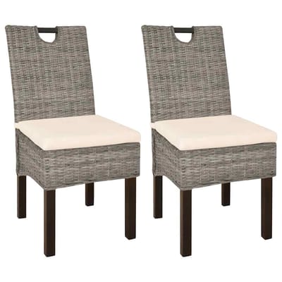 vidaXL - Eetkamerstoel - Kubu - 2 - stuks - rattan - mangohout