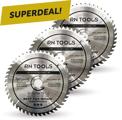 Superdeal - RNtools Cirkelzaagblad 230 x 30 mm - 48 tanden - voor Hout, Hard hout, MDF, Multiplex - 3 STUKS Zaagblad
