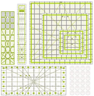 7-Delige Set Acryl Quiltlinialen voor Stoffen Snijden - Verschillende Maten & Anti-Slip