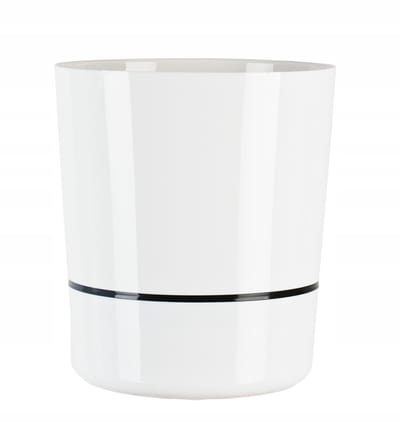 KADAX bloempot, ronde plantenbak, tweedelige bloempot voor bloemen, planten, balkon, moderne kunststof bloempot, plantenbak voor binnen en buiten, glanzend (25 cm, wit)