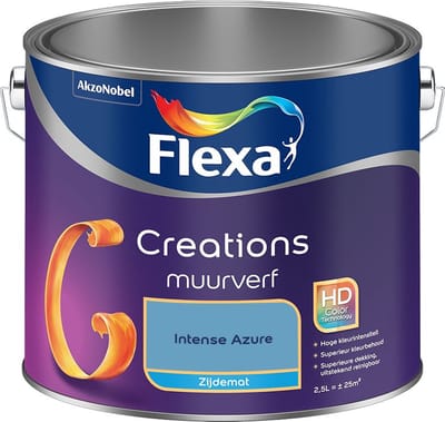 Flexa - Creations Muurverf Zijdemat - Intense Azure - Mengverf - 2,5 L
