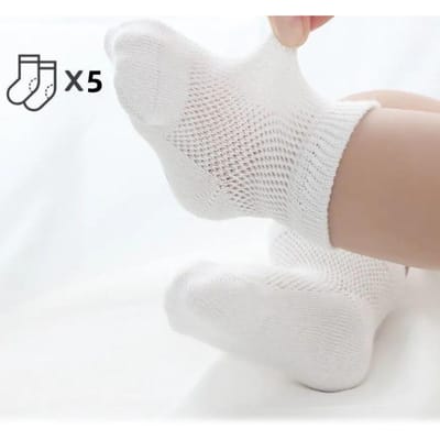 5 paar/lot Pasgeboren Baby Kinderen Katoenen Sokken Mode Wit voor 0-2 Jaar Kinderen Lente Herfst Baby Jongens en Meisjes Bootsokken S (0-6 months) white