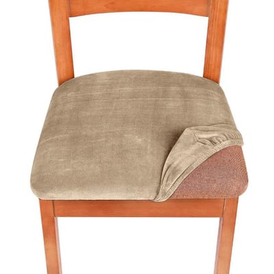1 Stuk Stretch Velours Stoffen Stoelhoes 15 Kleuren Zitkussen Stoelhoezen Elastische Zithoes Voor Eetkamer Thuis Feest Decoratie kaki