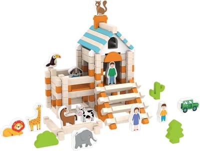 Bouwstenen Huis Thema - Huisbouw Blokken - Creatief Spel - Modulair Ontwerp - 120 Stuks - Geel Groen Wit