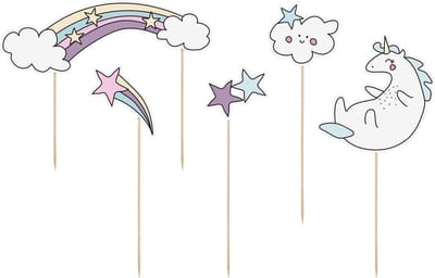 PartyDeco Cake Toppers Unicorn Set/5