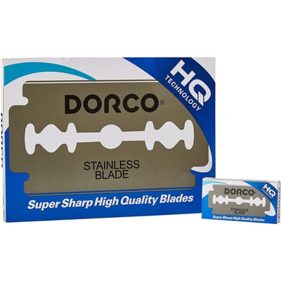 DORCO ST300 Klassieke Dubbelzijdige Veiligheidsscheermesjes, 100 Mesjes 100 Blades white