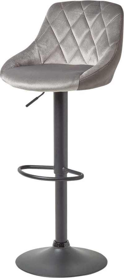 Homescapes - Barkruk Henley - fluwelen barkruk in hoogte verstelbaar 97cm - grijs