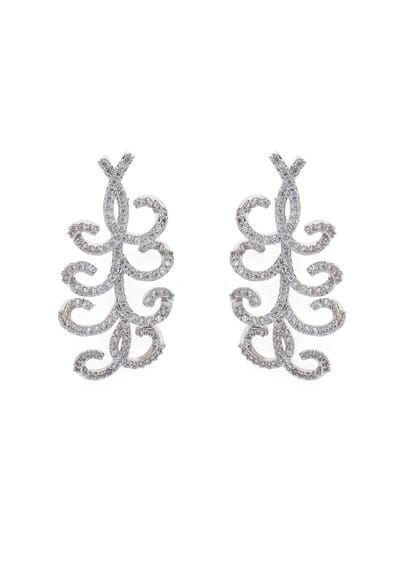 AVANT-GARDE PARIS Whimsical Swirl Oorbellen - Zilver 1.8cm x 3.5cm - 1 stuk - Rhodium Plated en Speelse Ontwerp