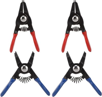 Mini Circuit Ring Pliers Set - 4-delige set voor het bevestigen van veren, interne en externe bevestigingsringen, metaal gereedschap