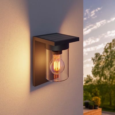 Ledvion - LED Solar Wandlamp - 2.2W - 3000K - IP44 - Zwart