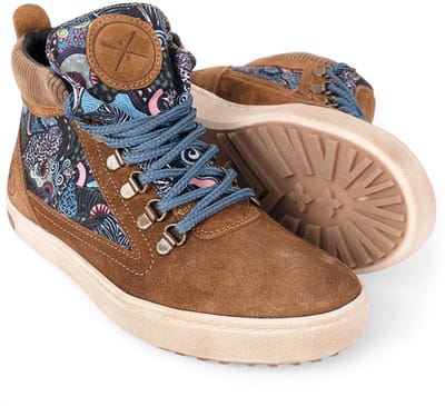Inkkas Nakuru Camping Boot dames wandel sneaker – tan suède hiking boot met wildlife-print Lake Nakuru (Kenia) – leren voering – robuuste & duurzame profielzool, maat 39