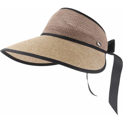 Visières Solaires en Paille Respirantes Durables Taille Unique Réglable Chapeau de Soleil à Large Bord Chapeau de Soleil de Plage Pliable Plage beige