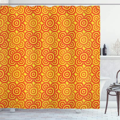 ABAKUHAUS Douchegordijn – Geometrisch bedrukt – 175x180 cm – Vermiljoen Oranje
