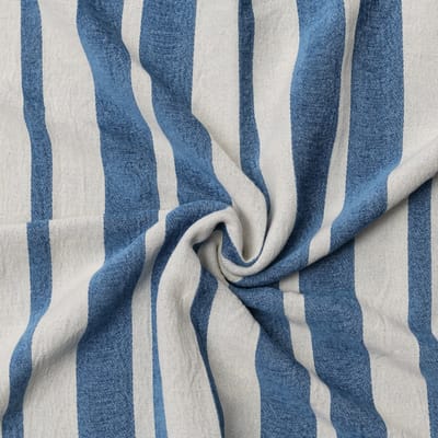 Riviera Maison Plaid Blauw/wit verticale streep - Julius decoratief deken 180 cm