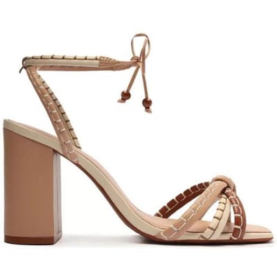 Nieuwe Damesschoenen Mode Vierkante Open Teen Dikke Hoge Hakken Zomer Dames Sandalen Enkelbandje Feestschoenen Sandalias De Mujer 39 beige