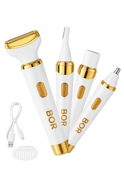 BOR® Epilator - Wit met Goud - Ontharingsapparaat - 4 Opzetstukken - Epilator Dames - Usb Oplaadbaar