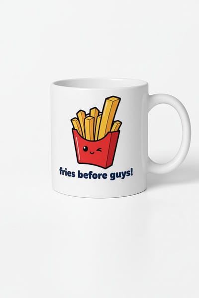 Fries Before Guys Mok | Grappige Frietjes Beker | Humoristisch Cadeau Snackliefhebber