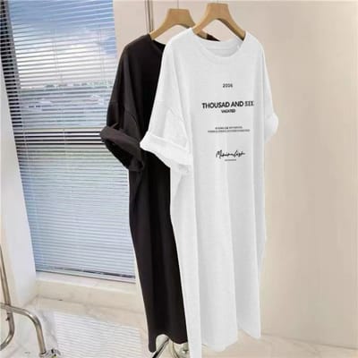 Robes à manches courtes Robe t-shirt mi-longue pour femme, grande taille, longueur genou, décontractée, longue, été M blanc