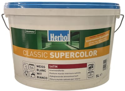 Herbol Classic Supercolor Satin - Hoogdekkende satin muurverf op waterbasis - 5 L - Wit