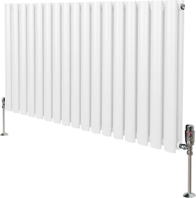 Ovale radiator + trv-chroomkranen - wit - 600mm x 1020mm - 4562 btu