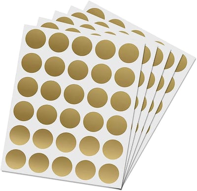 Dailygoods- Krasetiketten 180 Stuks - Ronde Krasloze Stickers - Gouden Kraskaarten - Voor Feest/Bruiloft/Verjaardag - 2,5 cm - PVC-tas - Scratch Off Labels