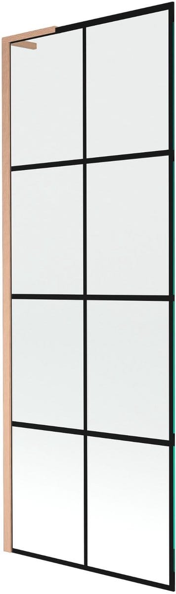 Mexen Next L badwand 1-delige 70 x 150 , zwart raster, geborsteld koper - 895-070-000-03-77-65