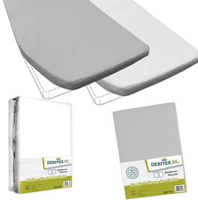 Dexitex Textielpakket Frans bed - 1 hoeslaken en 1 molton - links Licht grijs