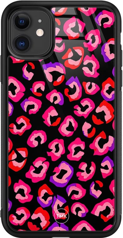 Hoesje geschikt voor Apple iPhone 11 - Luipaard neon - Multi - TPU luxe case (glossy toplaag) - Luipaardprint - Hardcase backcover zwart