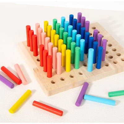 Bâtonnets de Catégorisation de Couleur en Bois, Jeu de Bâtonnets Colorés, Jouet d'Entraînement de la Motricité Fine des Mains pour Enfants, Jeu de Reconnaissance des Couleurs blue