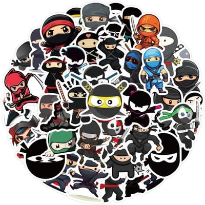 60 Stuks Ninja Cartoon Graffiti Stickers Koffer Waterbeker Schrijfwaren Mobiele Telefoon Laptop Koelkast Decoratie Diy Stickers black