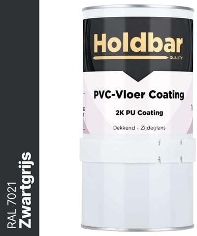 Holdbar PVC-Vloer Coating Zwartgrijs (RAL 7021) 1 Kg - Vloerverf - Alle kleuren - Hecht direct op PVC - Slijtvast - UV-bestendig - Gemakkelijk te reinigen - Beschermt PVC-Vloer - 2 Componenten Verf
