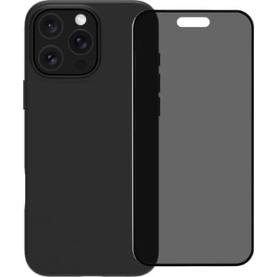 BlueBuilt Back Cover iPhone 16 Pro Max Zwart + Privacy Filter Screenprotector Glas