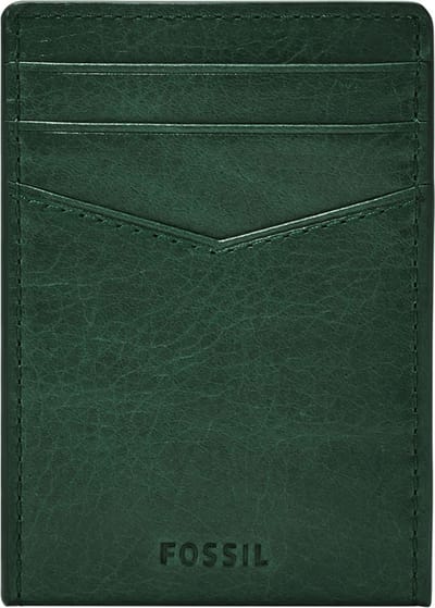 FOSSIL Leren Kaarthoes Dollarclip Andrew Card Case Pine Green Groen