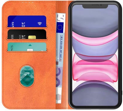 Geschikt voor iPhone 11 Telefoonhoesje Bruin Kunstleer Met Magnetische Sluiting - Portemonnee BookCase Met Pasjeshouder - ProtX