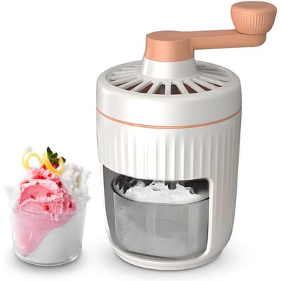 Machine à glace pilée – Machine à Slushie à manivelle avec bac à glaçons gratuit, cône de neige portable orange