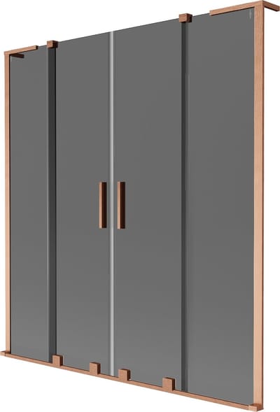 Mexen Velar L Duo badwand 2-delig schuifbaar 140 x 150 , grafiet, geborsteld koper - 896-140-003-42-65