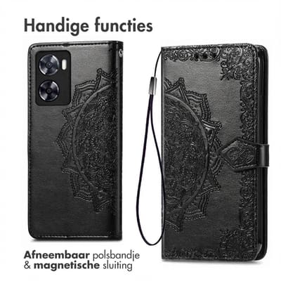 imoshion Hoesje - Geschikt voor Oppo A57 / Oppo A57s - Mandala Bookcase - Zwart