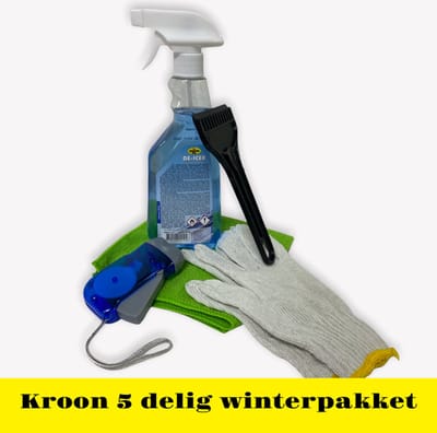 Kroon | 5 Delig | Winterpakket | Winterset | Kroon Ruitontdooier / De icer | Ijskrabber | Handschoenen | Microvezeldoek | Knijpkat/Zaklamp