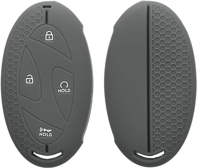 kwmobile autosleutel hoesje geschikt voor Hyundai 7-Knoppen Ioniq 6 Grandeur GN7 KONA 2023 hoes - Siliconen autosleutel behuizing - Auto sleutel case met honingraat - Sleuteletui in grijs / zwart