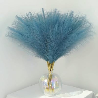Gedroogd Pampasgras Boeket Blauw voor Bohemien Woondecoratie 55 cm - 30 Stuks