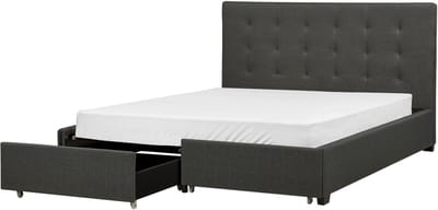 ROCHELLE - Bed opbergruimte - Donkergrijs - 160 x 200 cm - Polyester