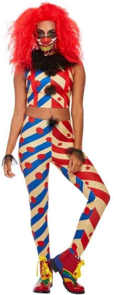 Smiffys - Creepy Clown Kostuum - M - Rood/Blauw