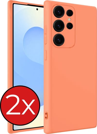 Hoesje - 2 Stuks - Geschikt voor Samsung Galaxy S25 Ultra - Sterk & Shockproof - Telefoonhoes - Back Cover - Case Siliconen - Telefoon Hoes - Perzik