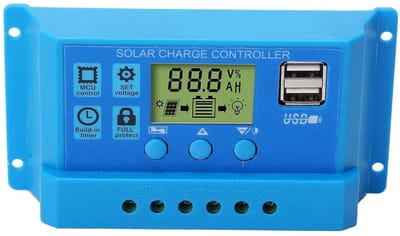 Solar Laadregelaar - MPPT PWM Controller - Energie Beheer - Instelbare Parameters - 12V 24V Adaptief - Blauw