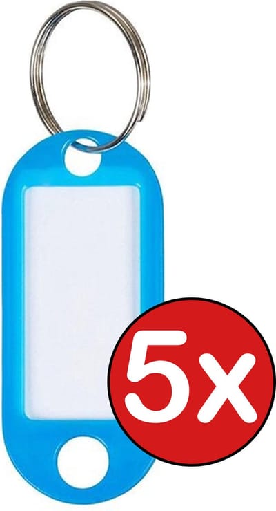 Sleutellabels Sleutelhanger Bagagelabel Sleutellabel Gekleurde Naamlabels Label - Blauw - 5 PACK