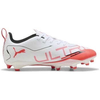 PUMA ULTRA 5 PLAY FG/AG Jr Unisex Sportschoenen - PUMA White-PUMA Black-Glowing Red