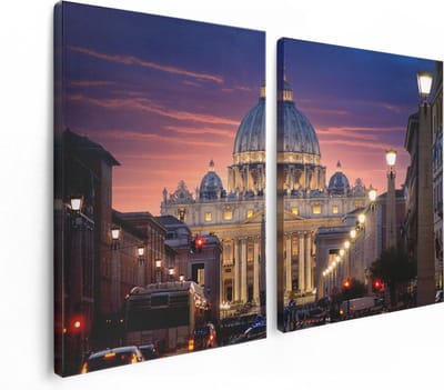 Artaza Canvas Schilderij Tweeluik Sint Pietersbasiliek in Rome, Italië - 120x80 - Foto Op Canvas - Canvas Print