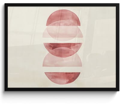Poster in lijst - Fotolijst 70x50 cm - Posters - Minimalistisch - Cirkels - Roze - Posterlijst zwart - Decoratie - Wanddecoratie woonkamer - Muurdecoratie slaapkamer